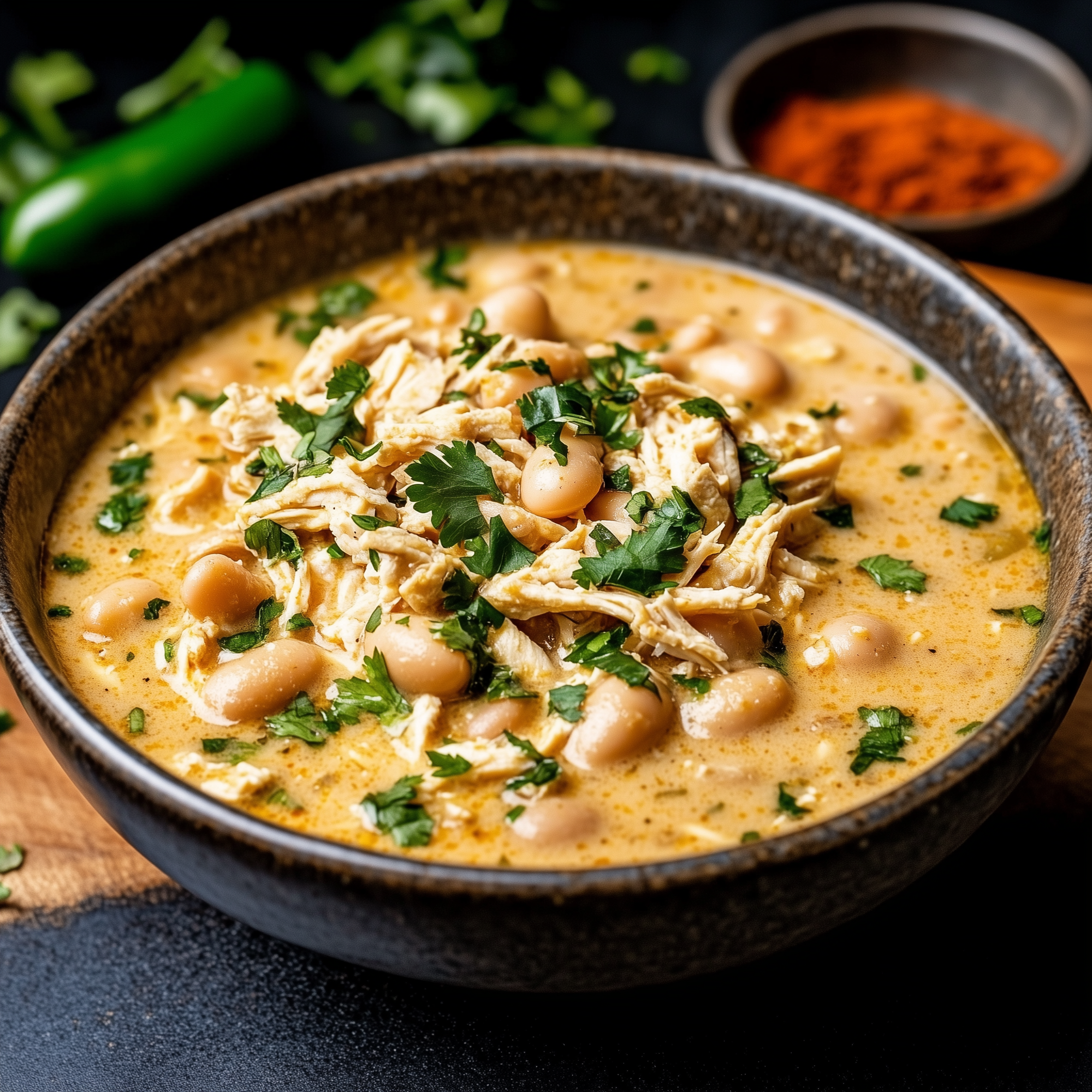 White Chicken Chili with Chicken Drippings