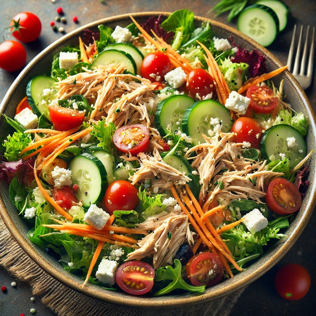 Tossed Salad with Leftover Roasted Chicken