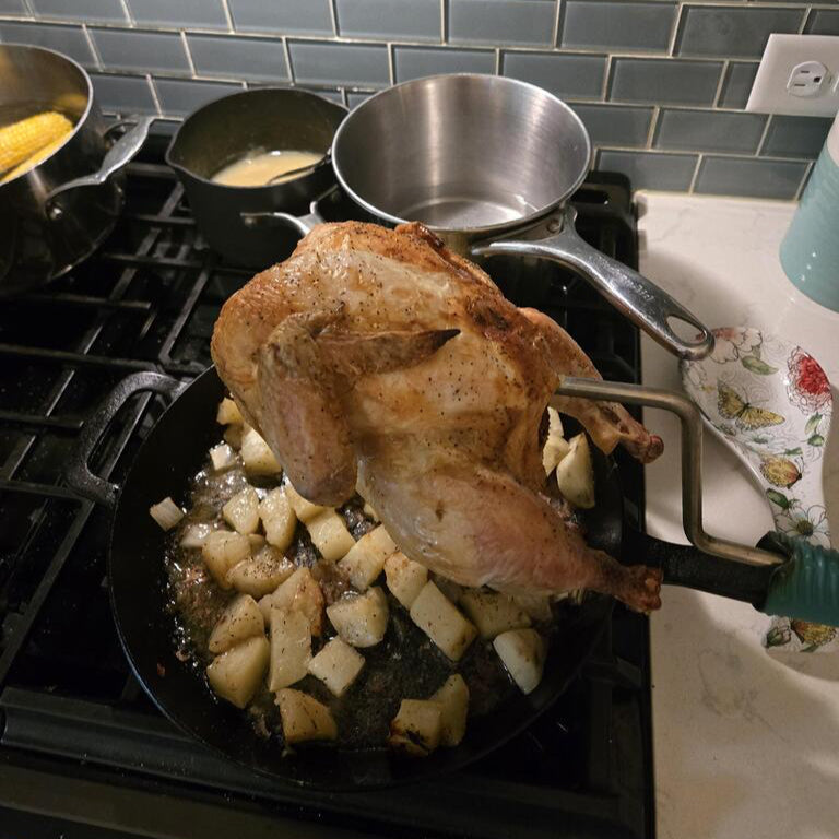 PoulTree Chicken Rod "The Perch" & Lodge Iron Skillet (Bundle)