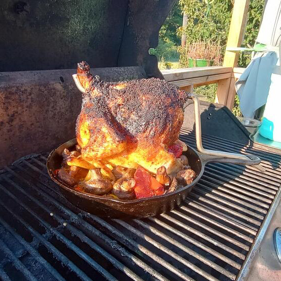 PoulTree Chicken Rod "The Perch" & Lodge Iron Skillet (Bundle)