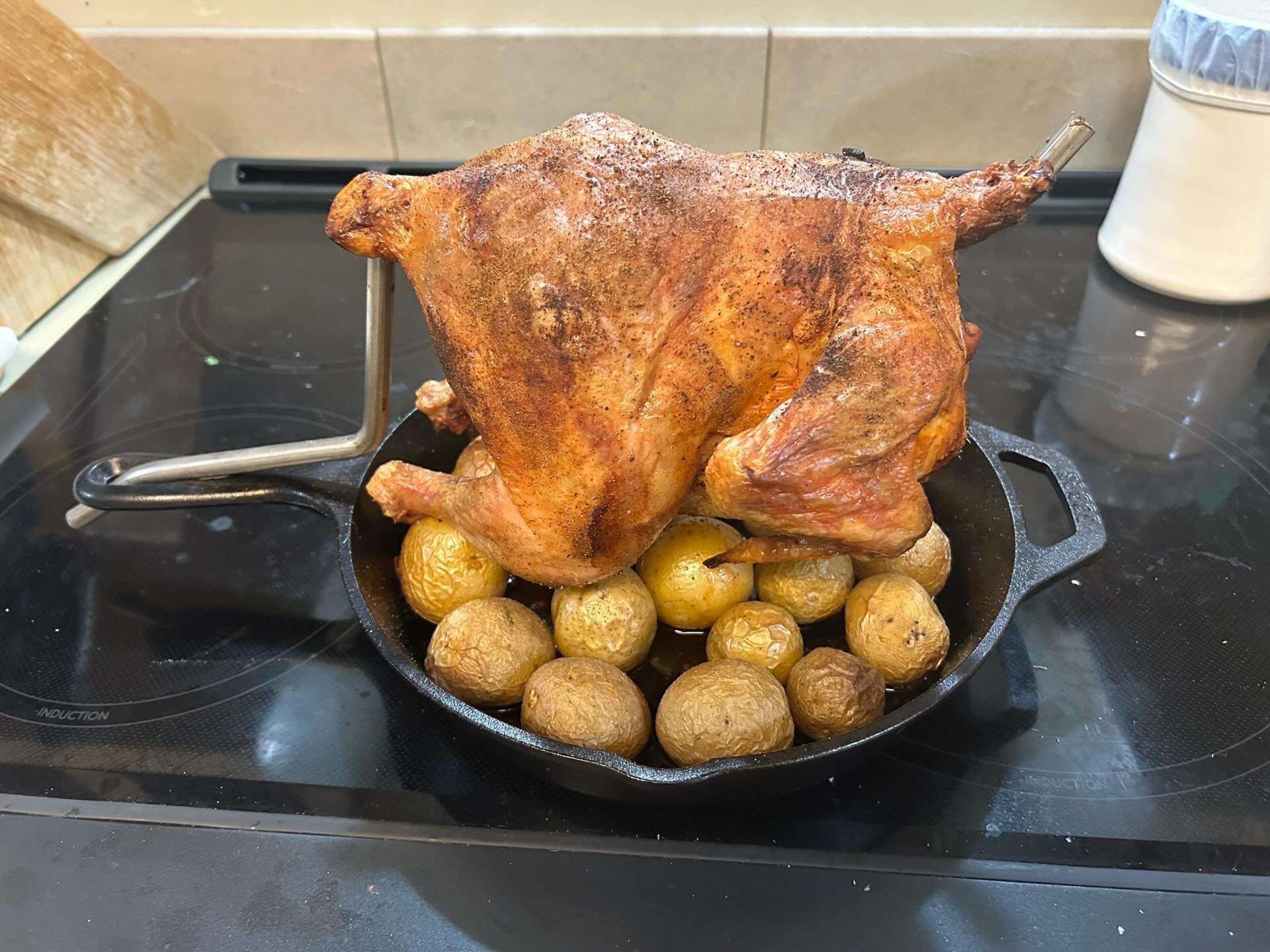 PoulTree Chicken Rod "The Perch" & Lodge Iron Skillet (Bundle)