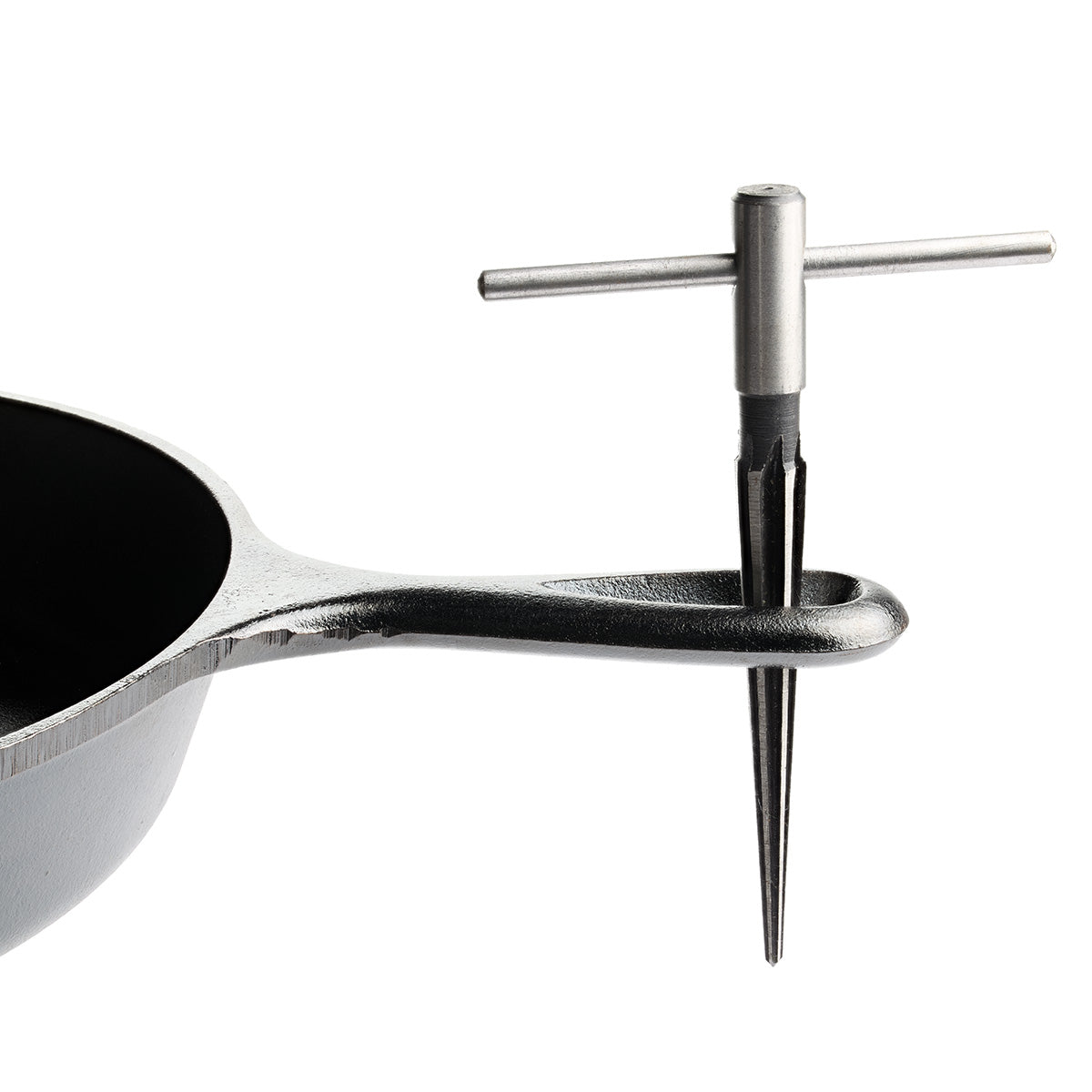 Reaming handle in cast iron skillet