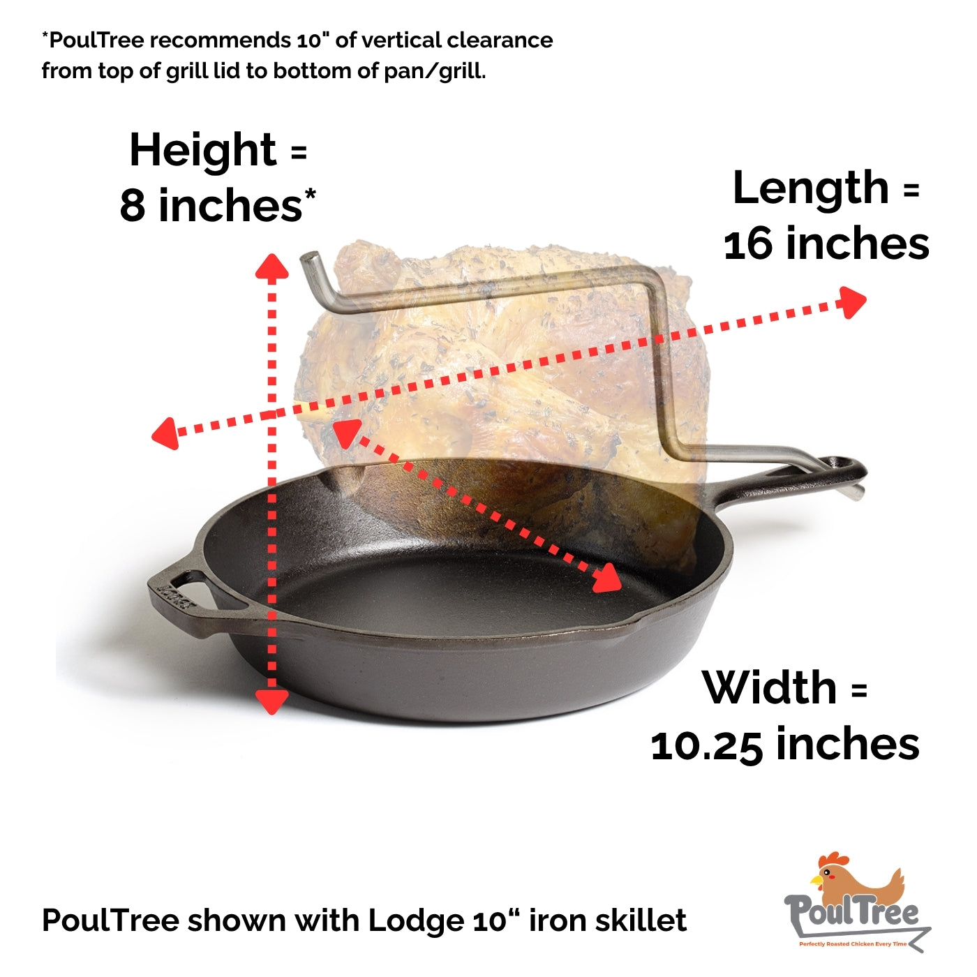 PoulTree Chicken Rod "The Perch" & Lodge Iron Skillet (Bundle)